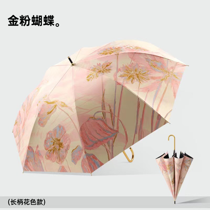 日系小清直柄伞复古女雨伞 日系小清直柄伞复古女雨伞